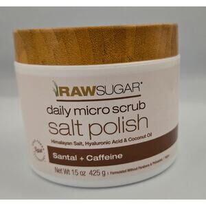 Raw Sugar Daily Micro Scrub Salt Polish Santal and Caffeine 15 oz
